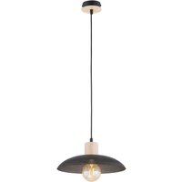 Hängelampe Metall Ø 30 cm Schwarz Holzoptik E27 Loft von Emibig