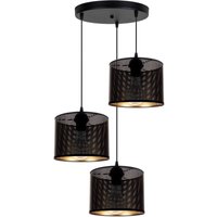 Hängelampe Metall Schwarz Gold E27 3-flmg Ø45 cm Loft von Belis