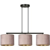 Hängelampe Metall Stoff L: 72 cm Schwarz Rosa Gold 3-flammig von Emibig