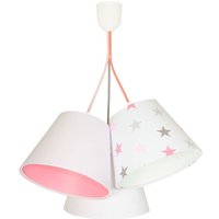 Hängelampe Schirm Weiß Rosa Sterne Stoff Hängelampe Schirm Weiß Rosa Sterne Stoff von BPS Koncept