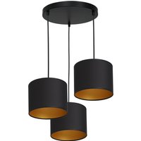 Hängelampe Schwarz Gold Stoff Metall 3-flammig blendarm von Luminex