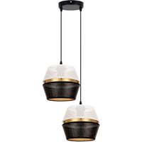 Hängelampe Schwarz Weiß Gold Metall 2-flmg B:40 cm E27 von Belis