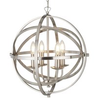 Hängelampe Silber matt Ø 45 cm rund für 4x E14 Metall von Searchlight
