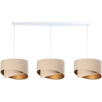 Hängelampe Stoff Esstisch 3-flammig in Weiß Beige Gold E27 Hängelampe Stoff Esstisch 3-flammig in Weiß Beige Gold E27 von BPS Koncept