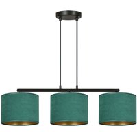Hängelampe Stoff Metall L: 72 cm Schwarz Grün Gold 3x E27 von Emibig