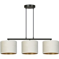 Hängelampe Stoff Metall L: 72 cm Schwarz Weiß Gold 3x E27 von Emibig