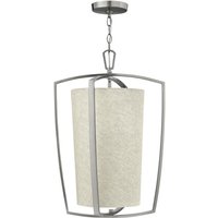Hängelampe Stoff Metall in Creme Nickel MESINA von ELSTEAD