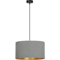 Hängelampe Stoff Ø 35 cm rund Modern Schwarz Grau Gold E27 von Emibig