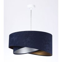 Hängelampe Stoffschirm rund D: 50 cm E27 Blau Gold Silber von BPS Koncept
