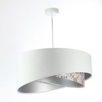 Hängelampe Weiß Beige Silber E27 Ø 50 cm Stoff Velours Optik von BPS Koncept