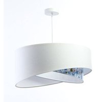 Hängelampe Weiß Hellblau Blumen Print E27 rund D: 50 cm von BPS Koncept