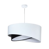 Hängelampe Weiß Schwarz E27 rund Ø 50 cm Stoff Veloursoptik von BPS Koncept