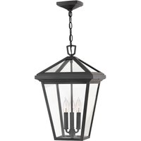 Hängelampe außen Schwarz 30,5 cm breit IP44 E14 Alu Glas von ELSTEAD