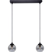 Hängelampe blendarm Metall Rauchglas E27 L:42 cm 2-flmg von Belis