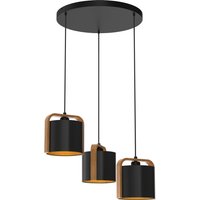 Hängelampe blendarm Stoff Holz Metall E27 Ø47 cm rund von Luminex