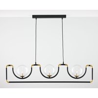 Hängelampe in Schwarz Gold Metall Glas 102 cm lang G9 von Zaklad Wielobranzowy Export-Import-Jupiter
