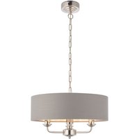 Hängelampe rund D: 45 cm Stoff Metall Nickel Anthrazit 3x E14 von Endon