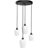 Hängelampe rund D: 49,5 cm Glas Messing Eisen Schwarz Weiß von Giovanni Battista