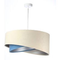 Hängelampe rund D: 50 cm Stoff Creme Blau Silber E27 Modern Hängelampe rund D: 50 cm Stoff Creme Blau Silber E27 Modern von BPS Koncept