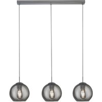 Hängeleuchte 3-flammig Chrom Rauchgrau E27 Glas Metall von Searchlight