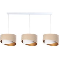 Hängeleuchte 3-flammig in Weiß Beige Gold E27 Stoff von BPS Koncept