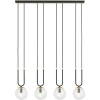 Hängeleuchte 4-flammig E14 Glas Metall B: 92 cm Schwarz Gold von Emibig