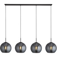 Hängeleuchte 4-flammig Schwarz Rauchgrau E27 Glas Retro von Searchlight