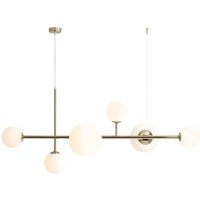 Hängeleuchte 6-flammig Metall Glas in Gold Weiß elegant von ALDEX