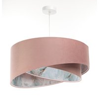 Hängeleuchte D: 50 cm E27 Rosa Hellblau Stoff Velours Optik von BPS Koncept