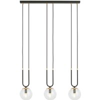 Hängeleuchte Glas Metall B: 70 cm Schwarz Gold E14 3-flammig von Emibig