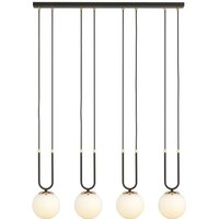 Hängeleuchte Glas Metall B: 92 cm Schwarz Weiß E14 4-flammig von Emibig