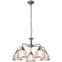 Hängeleuchte Glas Metall Ø 58 cm in Silber Klar 5x E27 von Searchlight