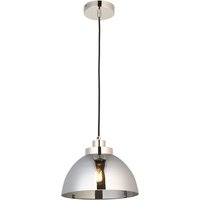 Hängeleuchte Glas Metall rund D: 27 cm in Chrom Retro E27 von Endon