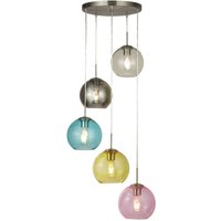 Hängeleuchte Glas Ø 50 cm 5-flammig E27 Bunt Chrom Hängeleuchte Glas Ø 50 cm 5-flammig E27 Bunt Chrom von Searchlight