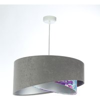 Hängeleuchte Grau Lila Silber Ø 50 cm Velours Optik Stoff Hängeleuchte Grau Lila Silber Ø 50 cm Velours Optik Stoff von BPS Koncept