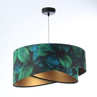 Hängeleuchte Grün Gold E27 Ø 50 cm Tropical Print Stoff von BPS Koncept