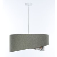 Hängeleuchte Grün Weiß Floral E27 rund D: 60 cm Stoffschirm von BPS Koncept