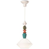 Hängeleuchte Keramik Glas Ecru Bunt E27 Retro Design von Ferroluce