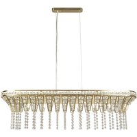 Hängeleuchte Kristall B: 100 cm in Messing Klar 8x G9 Art Déco von Searchlight