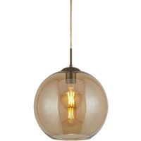 Hängeleuchte Kugel Glas Ø 30 cm E27 in Messing Antik Bernstein von Searchlight