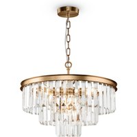 Hängeleuchte Metall Glas E14 rund D: 50 cm in Messing von Maytoni