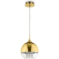 Hängeleuchte Metall Glas E27 D: 20 cm rund in Gold JOY von Maytoni