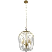 Hängeleuchte Metall Kristall 5x E14 Ø 36 cm in Gold von Searchlight