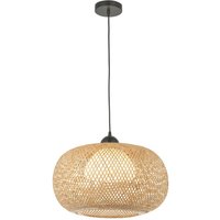 Hängeleuchte Rattan Glas Metall D: 43 cm rund E27 Boho von Endon