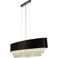Hängeleuchte Schwarz B: 100 cm H: max. 1,5 m Stoff Kristall von Searchlight