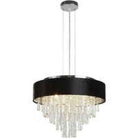Hängeleuchte Schwarz Ø 45,5 cm rund Stoff Kristall 5x G9 Hängeleuchte Schwarz Ø 45,5 cm rund Stoff Kristall 5x G9 von Searchlight