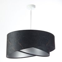 Hängeleuchte Schwarz Silber E27 D: 50 cm Stoff Velours Optik von BPS Koncept