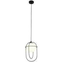 Hängeleuchte Schwarz Weiß E27 Glas Metall Modern TRISTAN von Searchlight