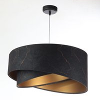 Hängeleuchte Schwarz marmoriert Gold E27 Velours Optik von BPS Koncept
