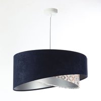 Hängeleuchte Stoff D: 50 cm Velours Optik Blau Beige Silber von BPS Koncept